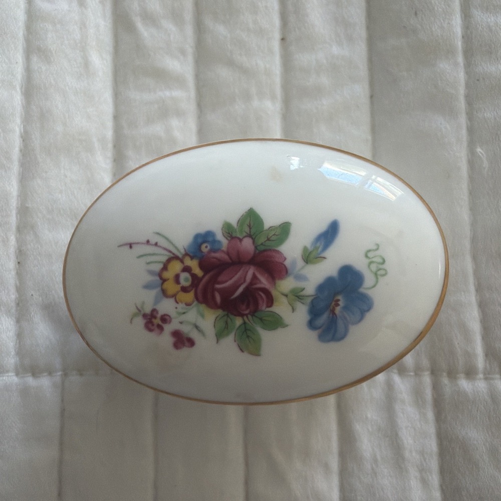 Royal Grafton Fine Bone China Oval Trinket Dish Floral Gold Trim England